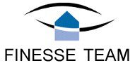 Logo mit blauem Haus unter einem stilisierten Auge, darunter steht "FINESSE TEAM".