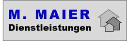 M. Maier Dienstleistungen-Logo mit zwei gestapelten Häusernymbolen rechts.