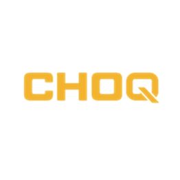 "Yellow 'CHOQ' logo on a white background."