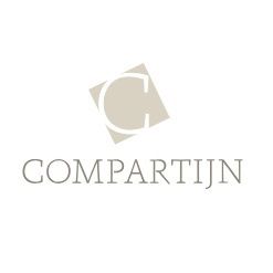 Logo van Compartijn met een gestileerde letter C in beige tinten.