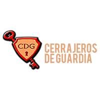 Logo con escudo y llave que dice "CDG Cerrajeros de Guardia".