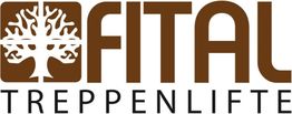 Das Logo der Firma FITAL Treppenlifte mit einem stilisierten Baum in Braun und Weiß.