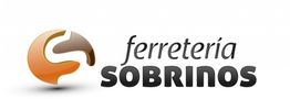 Logotipo de "Ferretería Sobrinos" con un diseño abstracto en naranja y marrón a la izquierda.