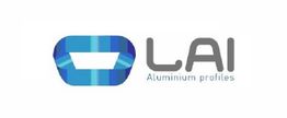 Logo von LAI Aluminium Profiles mit blauem Symbol und grauem Text.