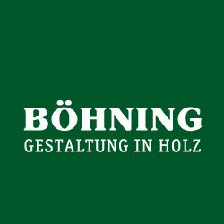Grünes Logo mit weißem Text: "Böhning Gestaltung in Holz".