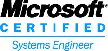 Logo mit Text: "Microsoft Certified Systems Engineer".