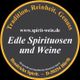 Schwarzes Logo mit Text: Edle Spirituosen und Weine, Tradition, Reinheit, Genuss.