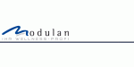 Logo mit blauem Schriftzug "Modulan – Ihr Wellness-Profi".