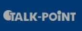 Logo mit dem Text "TALK-POINT" in blauer und weißer Farbe.