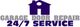 Logo for 24/7 Garage Door Repair Service with a house icon.