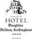 Logo des Romantik Hotel Burgkeller Residenz Kerstinghaus Meissen mit einem Schlosssymbol.