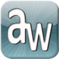Logo mit den Buchstaben "a" und "w" auf blauem Hintergrund, von Lichtstrahlen umgeben.