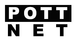 Schwarzes Logo mit weißem Text: „POTT“ oben und „NET“ unten.