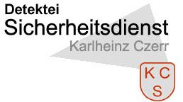 Logo der Detektei Sicherheitsdienst Karlheinz Czerr mit Schild und Buchstaben KCS.