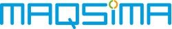 Logo mit blauer Schrift "MAQSIMA" und einem gelben Punkt über dem Buchstaben "I".