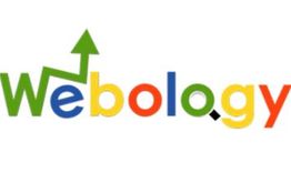 Colorful "Webology" logo with an upward green arrow replacing the "e".