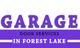 Purple text: "Garage Door Services in Forest Lake" on a white and purple background.