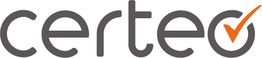 Logo mit dem Schriftzug "Certeo" in Grau, das "O" enthält ein orangefarbenes Häkchen.