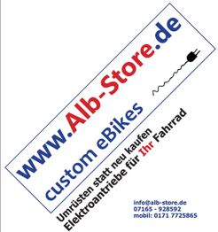 Werbegrafik für www.Alb-Store.de, spezialisiert auf Elektroantriebe für Fahrräder.