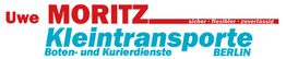 Logo von Uwe Moritz Kleintransporte mit Slogan: "sicher - flexibler - zuverlässig".
