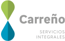 Logotipo de Carreño Servicios Integrales con gotas verde y azul.
