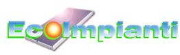 Logo "EcoImpianti" con un pannello solare e una luce solare che illumina la "o".