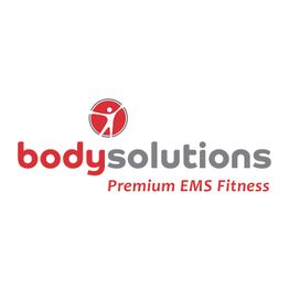Logo von Bodysolutions, mit rotem und grauem Text: "Premium EMS Fitness".