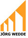 Orange stilisierte Gebäude mit dem Text "JÖRG WEDDE" darunter.
