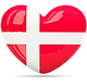 Hjerteformet ikon med Dannebrog, det danske flag, indeni.