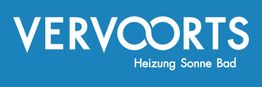 Blaues Logo mit weißem Text: "VERVOORTS Heizung Sonne Bad".