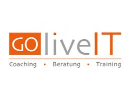 Logo mit Text: "GOliveIT Coaching, Beratung, Training" in Orange und Grau.