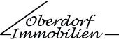 Schriftzug "Oberdorf Immobilien" in stilisiertem Design mit Linien.