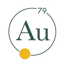 Simbolo chimico Au per oro, con numero atomico 79 e un cerchio giallo.