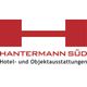 Rotes Logo mit weißem "H", Text: "HANTERMANN SÜD Hotel- und Objektausstattungen".
