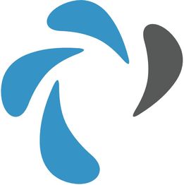 Blau-graues Logo, bestehend aus vier tropfenförmigen Elementen, die einen Kreis bilden.