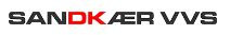 Logo med teksten "SANDKÆR VVS", hvor "DK" er fremhævet med rødt.