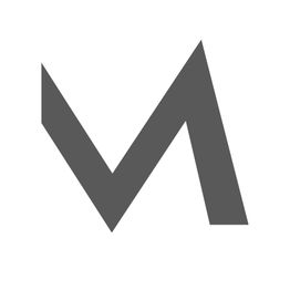 Ein graues, stilisiertes M auf weißem Hintergrund.