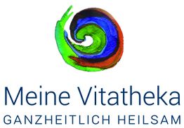 Logo mit bunter Spirale und Text "Meine Vitatheka, Ganzheitlich Heilsam".