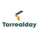 Logo de Torrealday con diseño geométrico en verde y naranja.