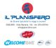 Logo "Il Planisfero" con dettagli di contatto e loghi affiliati su sfondo bianco.