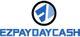Logo with "EZPAYDAYCASH" text and a stylized "E" in a circle above.