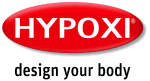 Logo von Hypoxi: Rotes Oval mit weißem Schriftzug "HYPOXI", darunter der Slogan "design your body".
