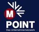 Logo von "POINT - Das Unternehmernetzwerk" mit einem roten Kreis und stilisiertem Pfeil.