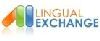 Logo mit bunten Balken und Text "Lingual Exchange".