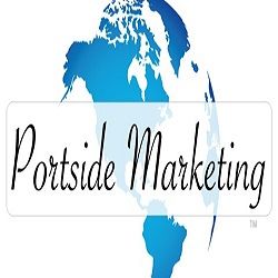 Logo with "Portside Marketing" text over a blue earth design.