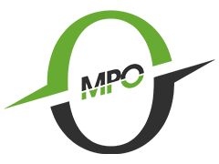Logo mit grünem und schwarzem Ring und Schrift "MPO" in der Mitte.