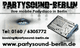 Banner für Partysound-Berlin, einer mobilen Party-Disco, mit Mixer und Kontaktinformationen.