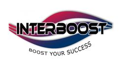 Logo mit Schriftzug "INTERBOOST" und Slogan "BOOST YOUR SUCCESS" in dynamischen Farben.