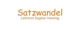 Logo: "Satzwandel, Lektorat Dagmar Henning" in orangener Schrift auf weißem Hintergrund.