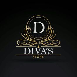 Logotipo dourado e branco com a letra "D" e o texto "Diva's Store" em fundo preto.